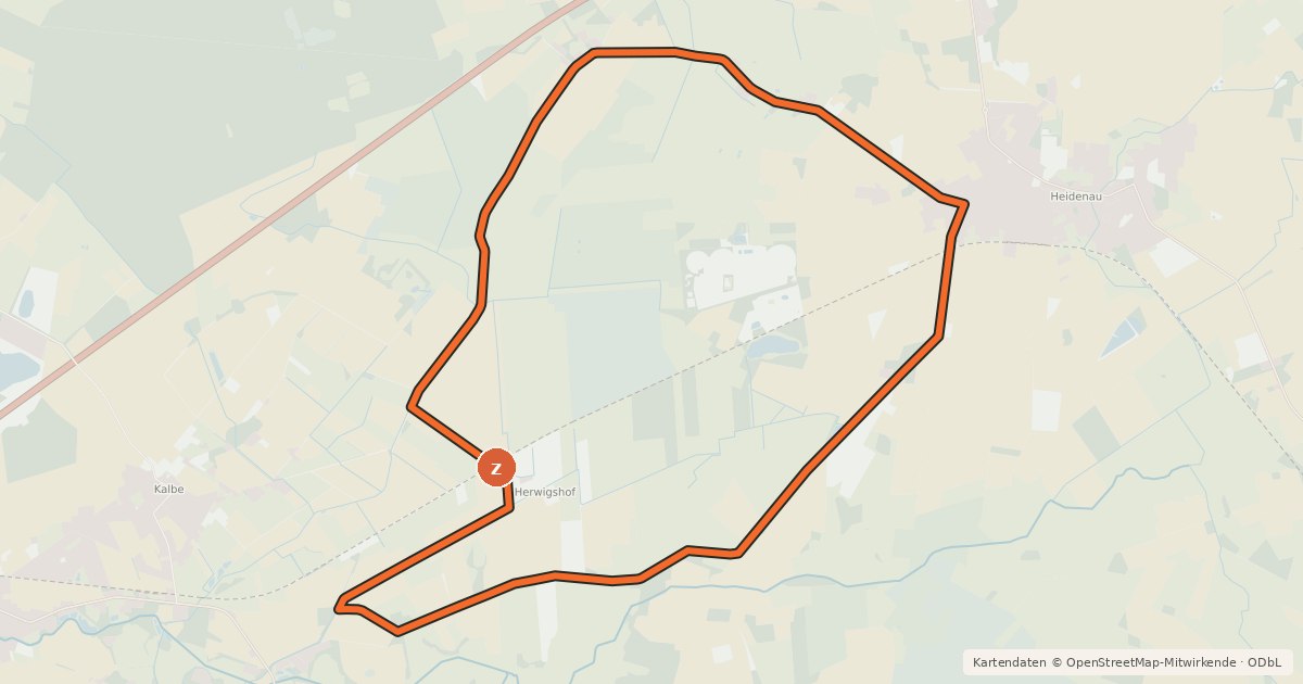 Kartenübersicht der Radroute Rund um Heidenau-Kalbe Radweg