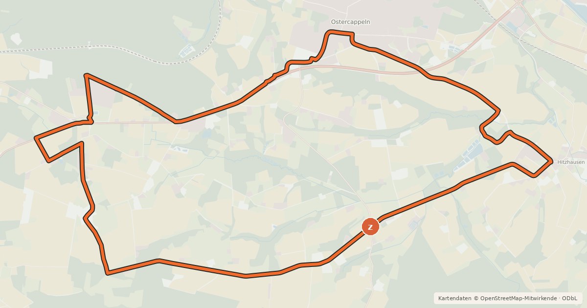 Kartenübersicht der Radroute Rund um Ostercappeln
