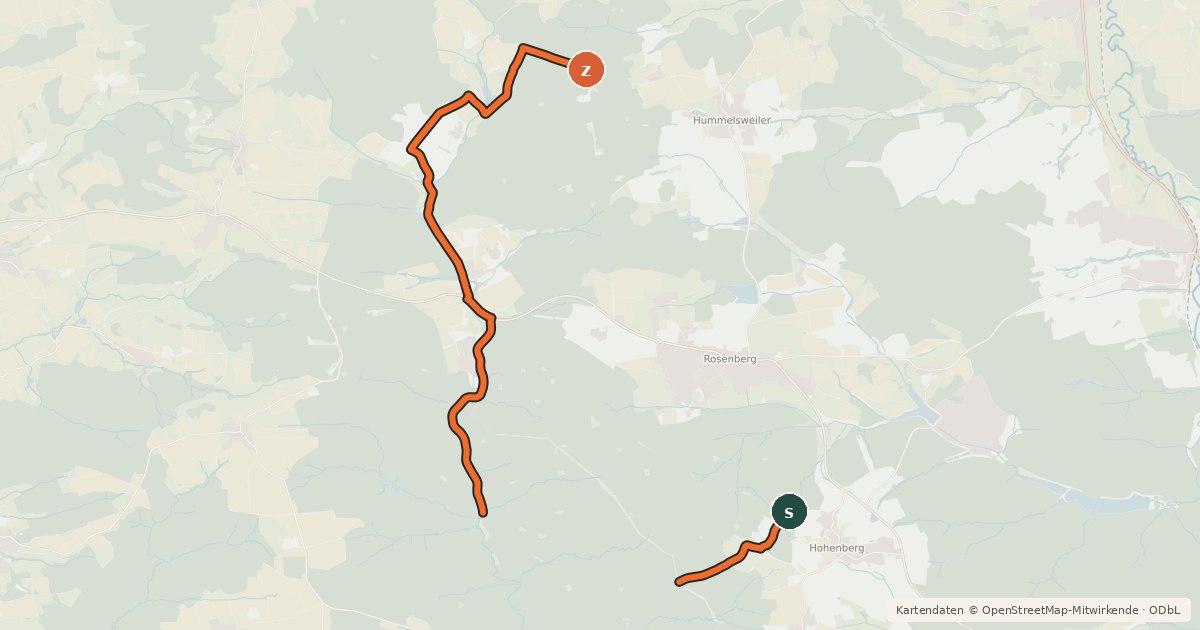 Kartenübersicht der Radroute Rund um Rosenberg