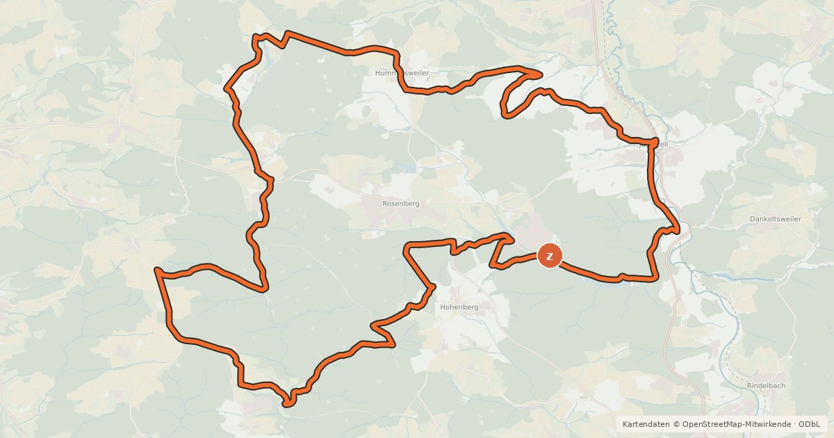 Kartenübersicht der Radroute Rund um Rosenberg