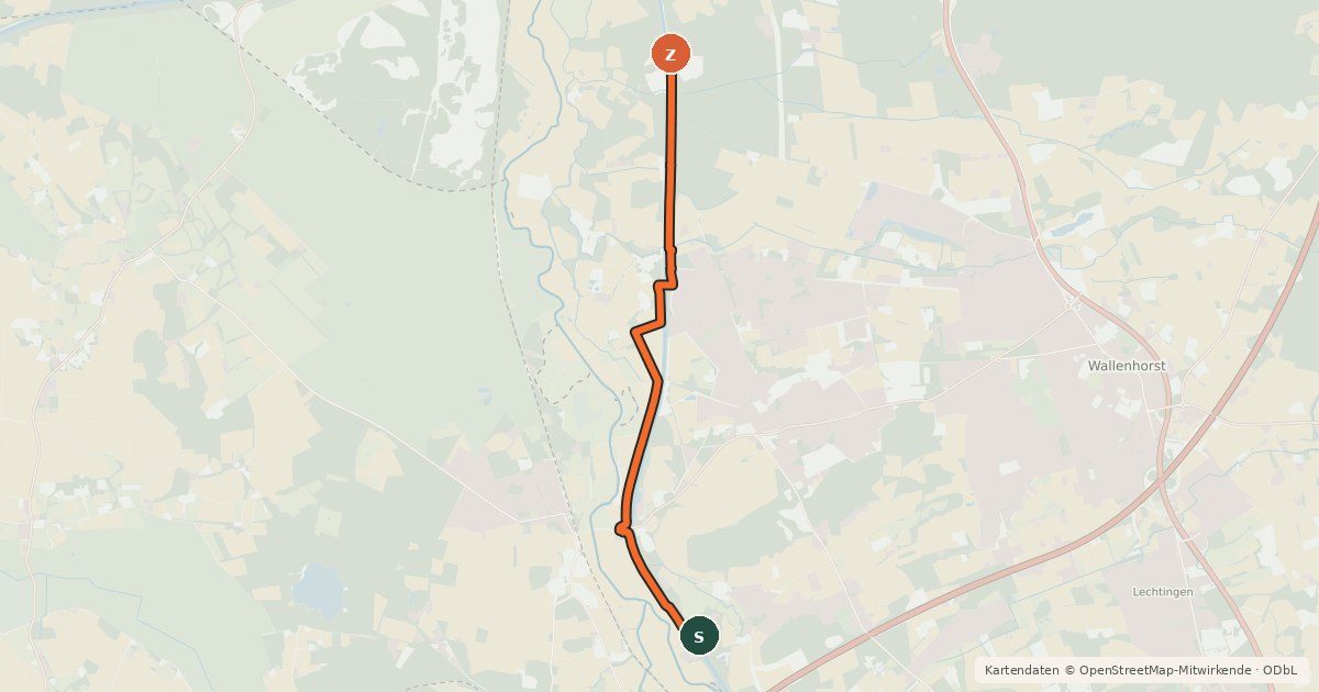 Kartenübersicht der Radroute Rund um Wallenhorst