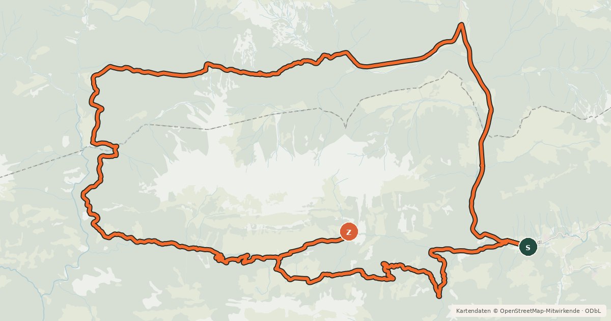 Kartenübersicht der Radroute Rund ums Sonnwendjoch