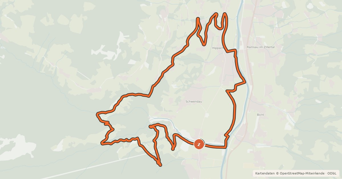 Kartenübersicht der Radroute Rundroute Mühltal