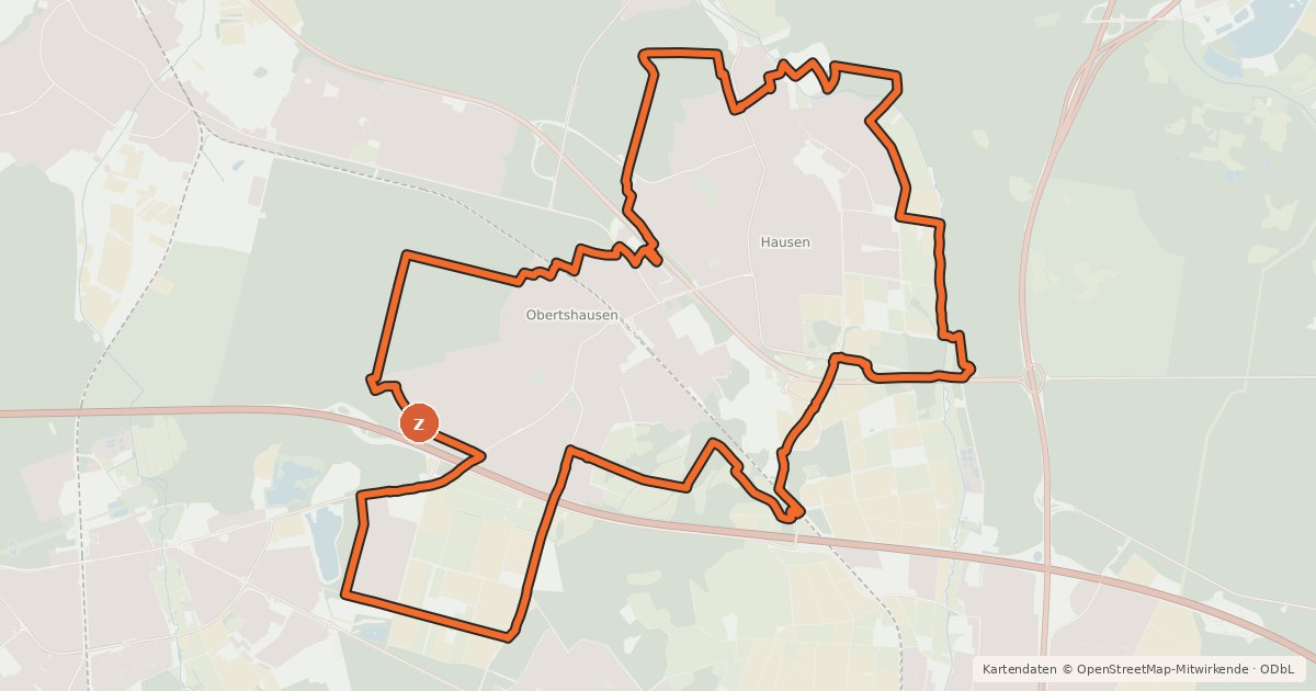 Kartenübersicht der Radroute Rundroute Obertshausen