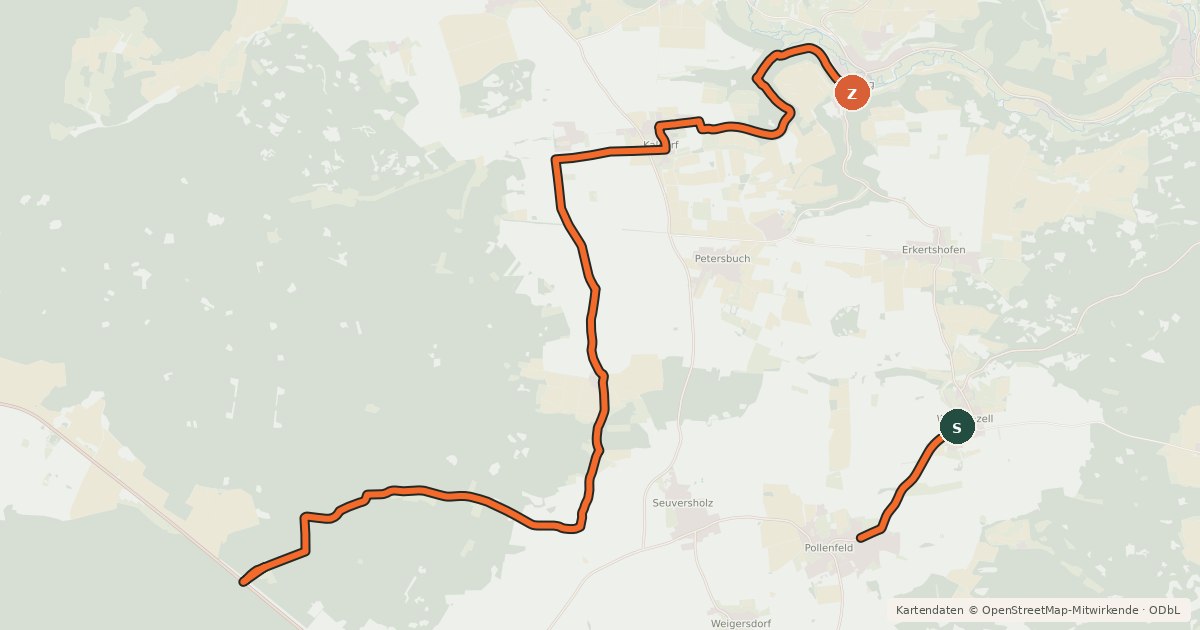 Kartenübersicht der Radroute Rundtour 7