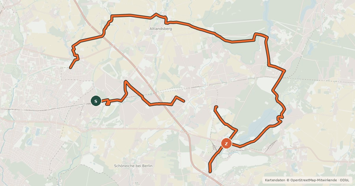 Kartenübersicht der Radroute Rundtour Gartennachbarn