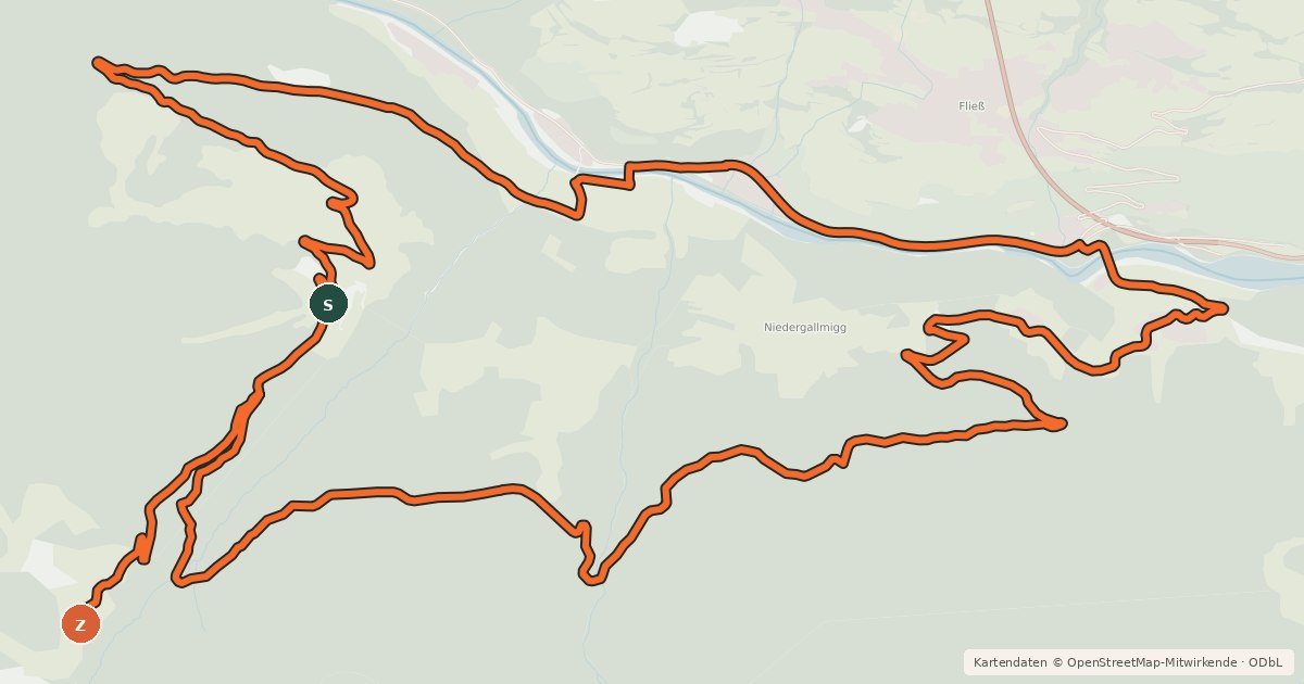 Kartenübersicht der Radroute Rundtour Hochgallmigg