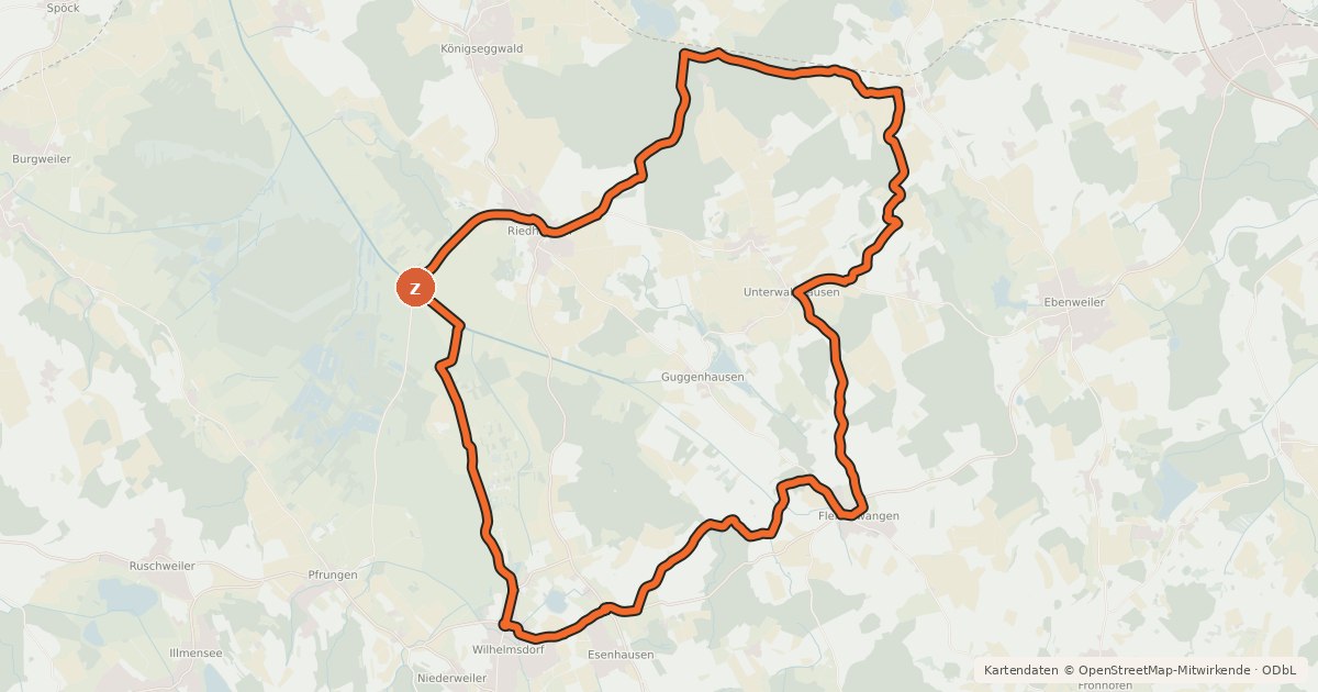 Kartenübersicht der Radroute Rundtour Schloss Königsegg