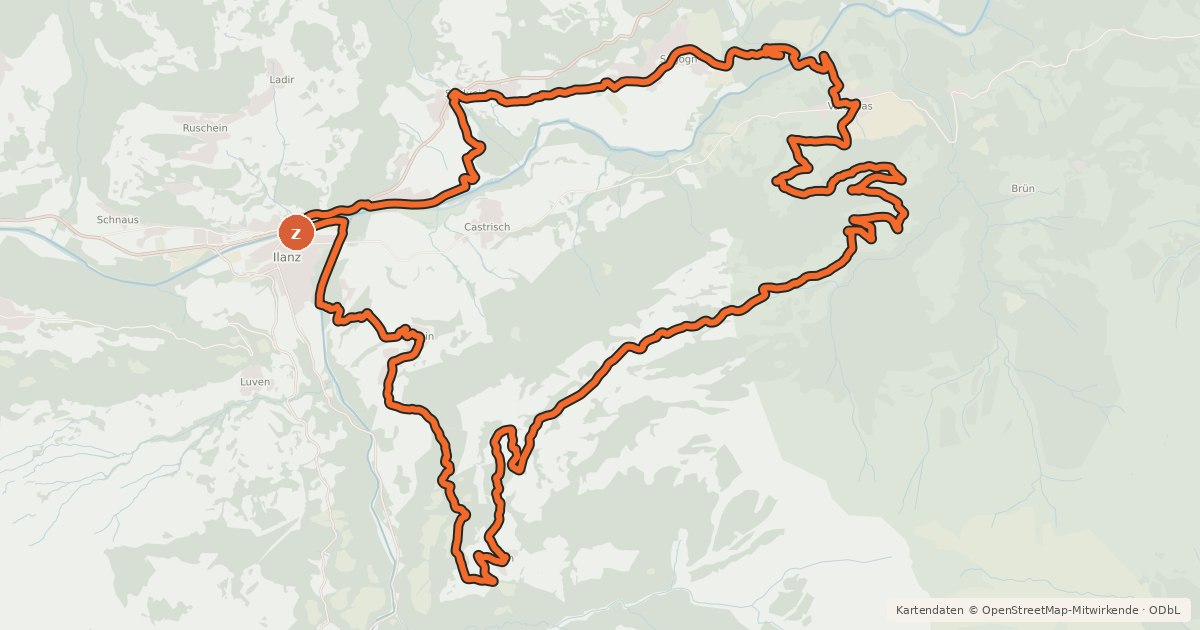 Kartenübersicht der Radroute Rundtour über den Rhein