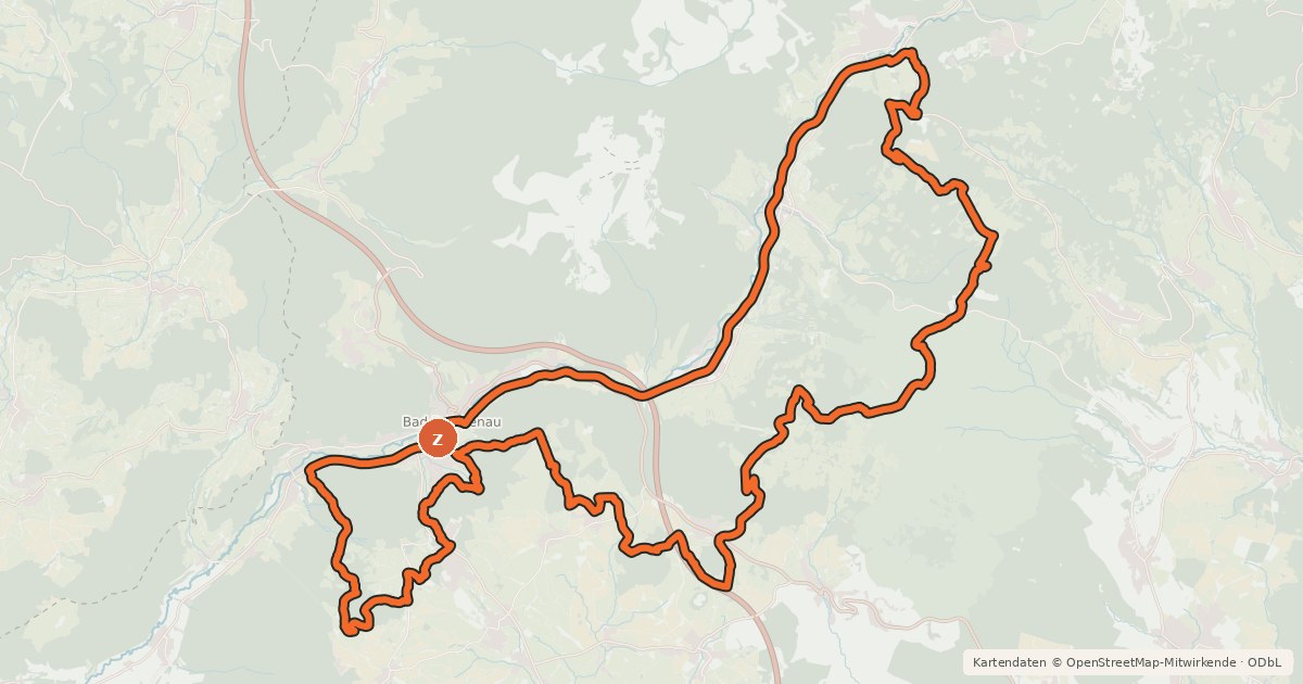 Kartenübersicht der Radroute Rundweg 1 "Dreistelzrunde" - Bad Brückenau - Rhön