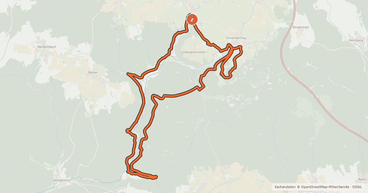 Kartenübersicht der Radroute Rundweg 7 Hegkopfrunde - Unterleichtersbach - Rhön