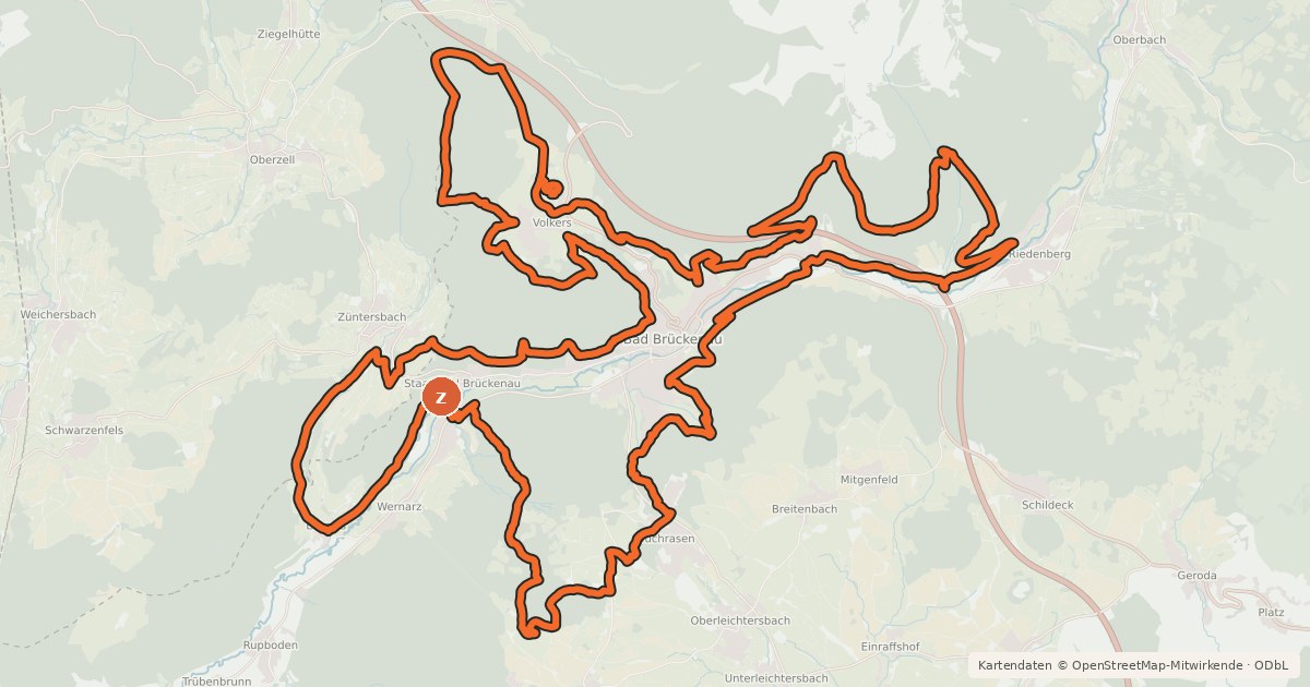 Kartenübersicht der Radroute Rundweg 9 Brückenauer Runde - Bad Brückenau