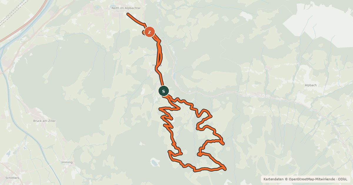 Kartenübersicht der Radroute Rundweg Hochlindalm