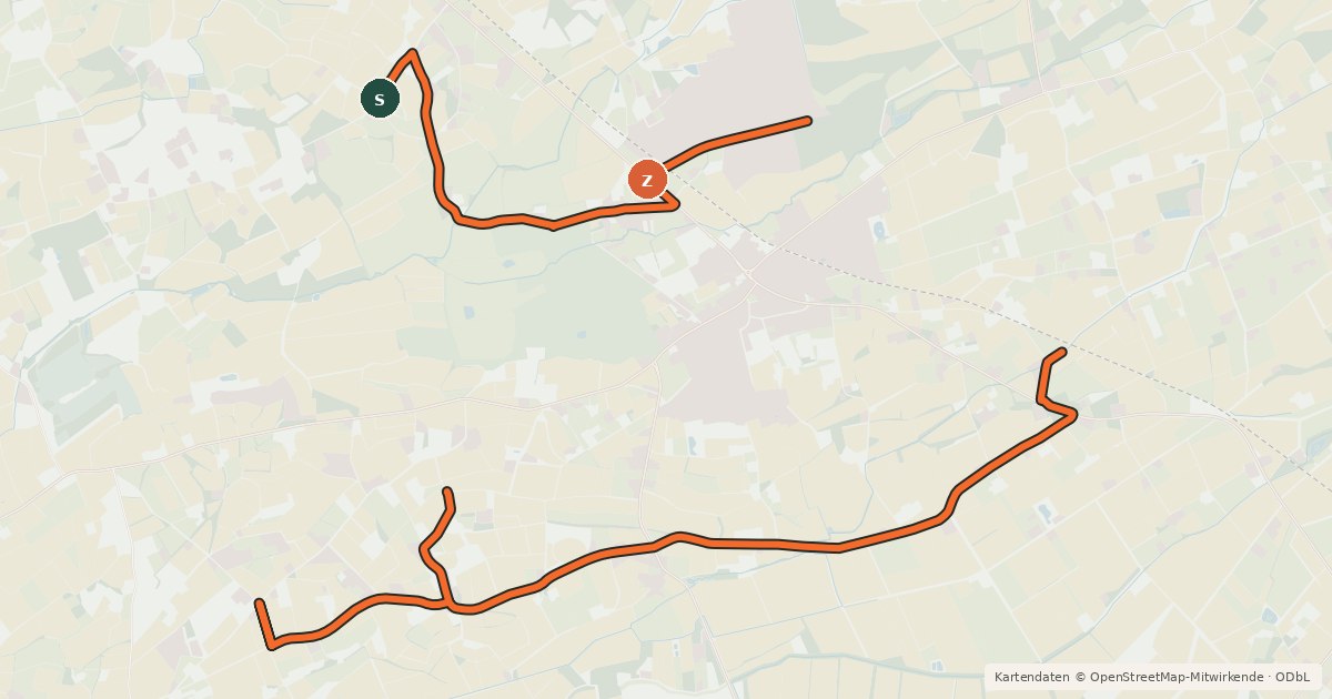 Kartenübersicht der Radroute Rundweg Kaunitz