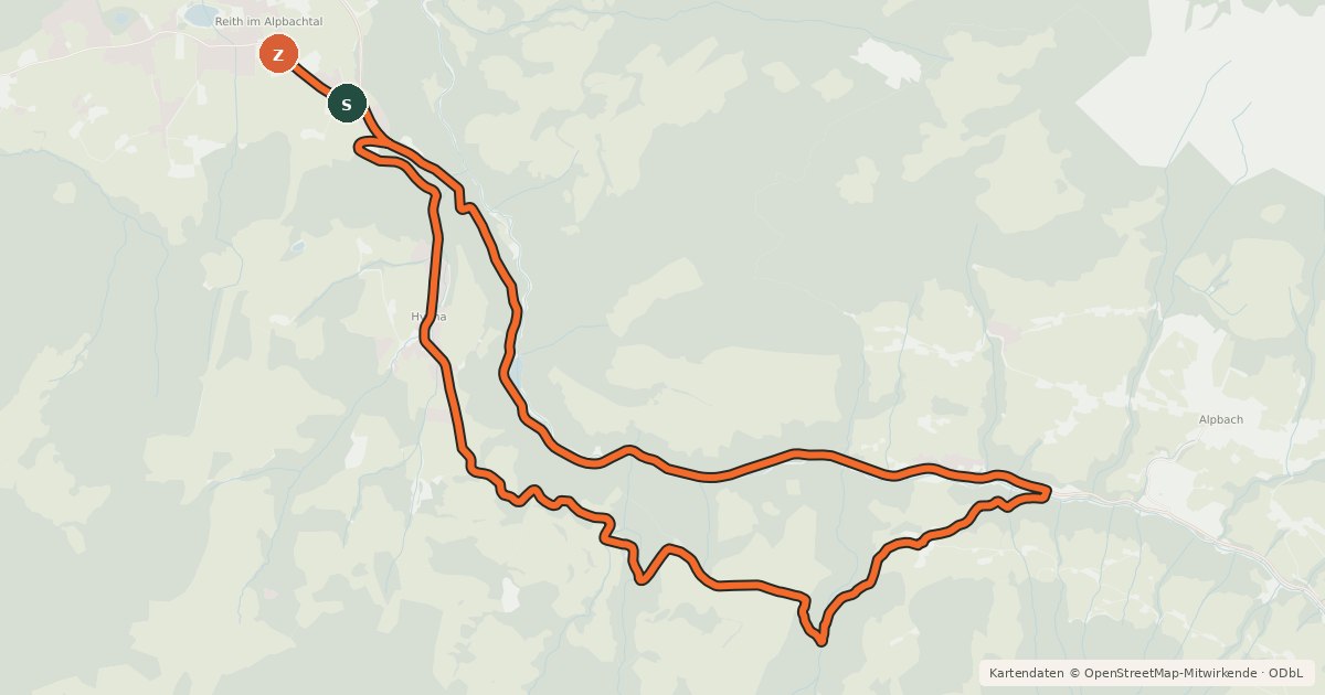 Kartenübersicht der Radroute Rundweg Kolber
