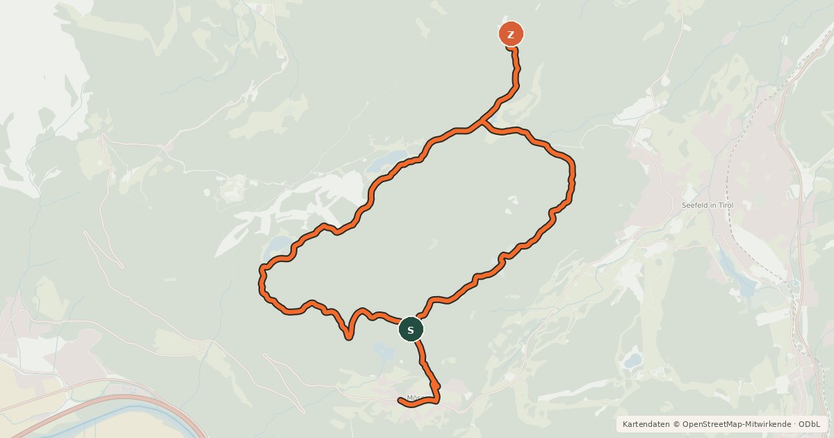 Kartenübersicht der Radroute Rundweg Mösern-Wildmoos