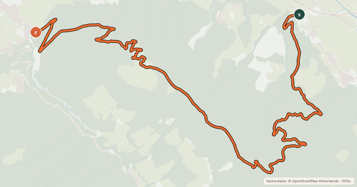 Kartenübersicht der Radroute Rundweg Möslalm - Paffenberg