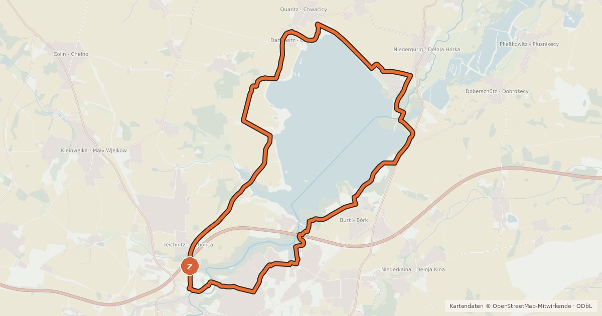 Kartenübersicht der Radroute Rundweg Talsperre Bautzen