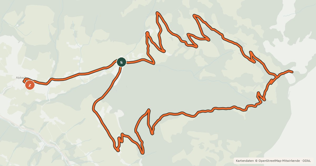 Kartenübersicht der Radroute Rundweg Thaleralm-Sieglbichlalm