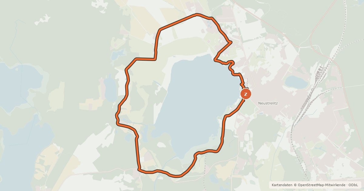 Kartenübersicht der Radroute Rundweg um den Zierker See