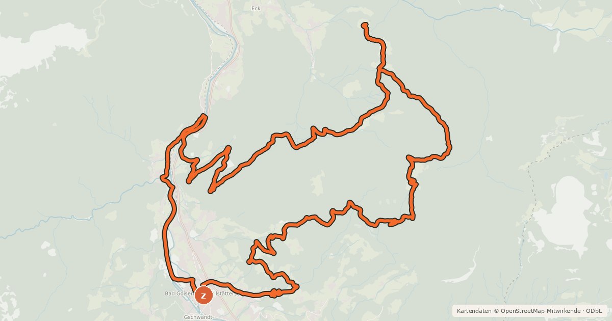 Kartenübersicht der Radroute S 408 Goiserer Hoisnrad Runde