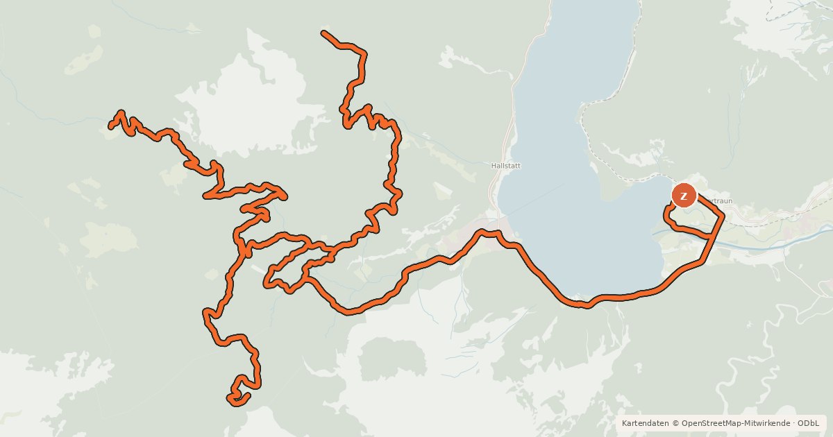 Kartenübersicht der Radroute S 536 Hallstätter 3-Almen Tour