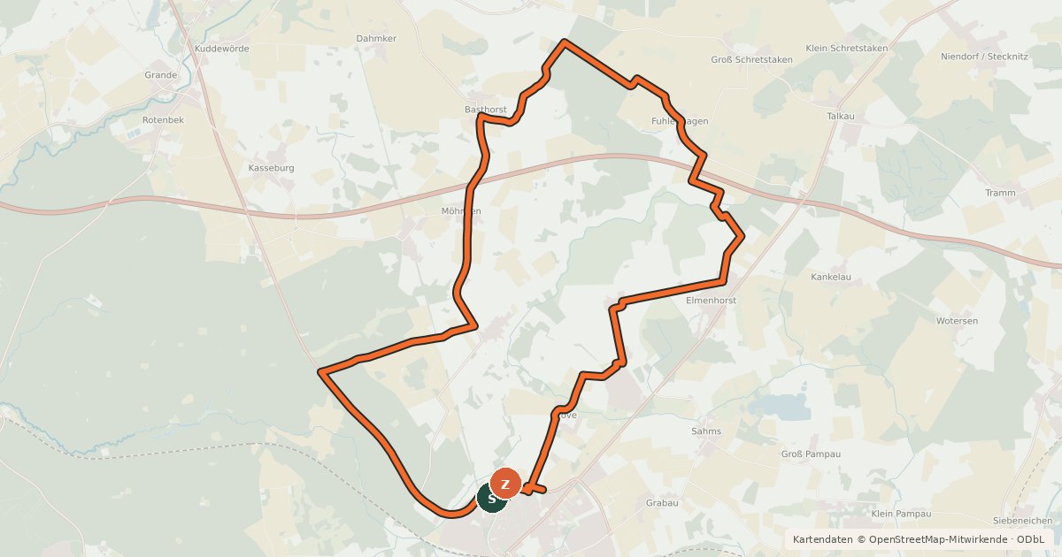 Kartenübersicht der Radroute S1