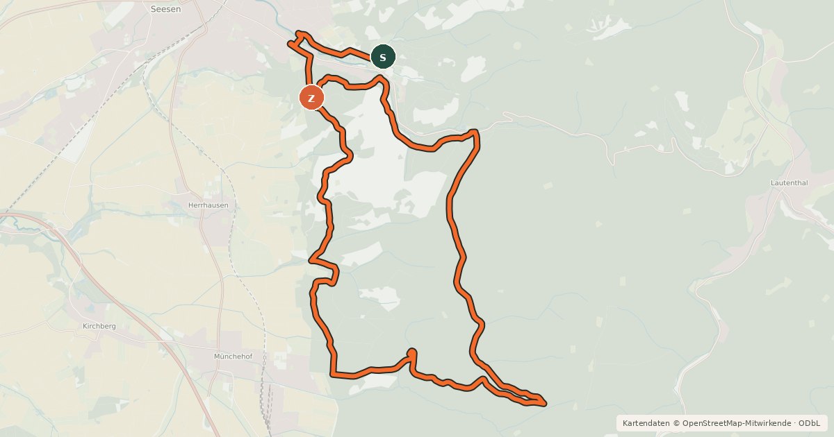 Kartenübersicht der Radroute S1 (Harzvorland-Tour)
