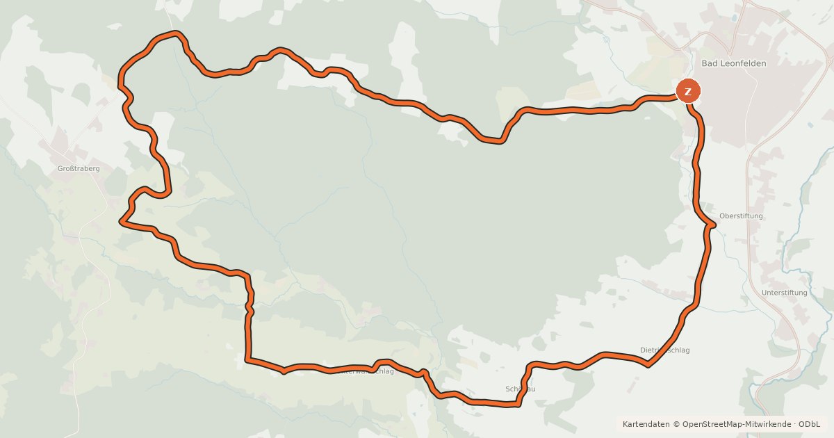 Kartenübersicht der Radroute S2, Brunnwald Runde