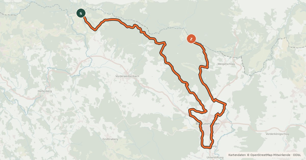 Kartenübersicht der Radroute S20, Sternwald Grenzland Runde