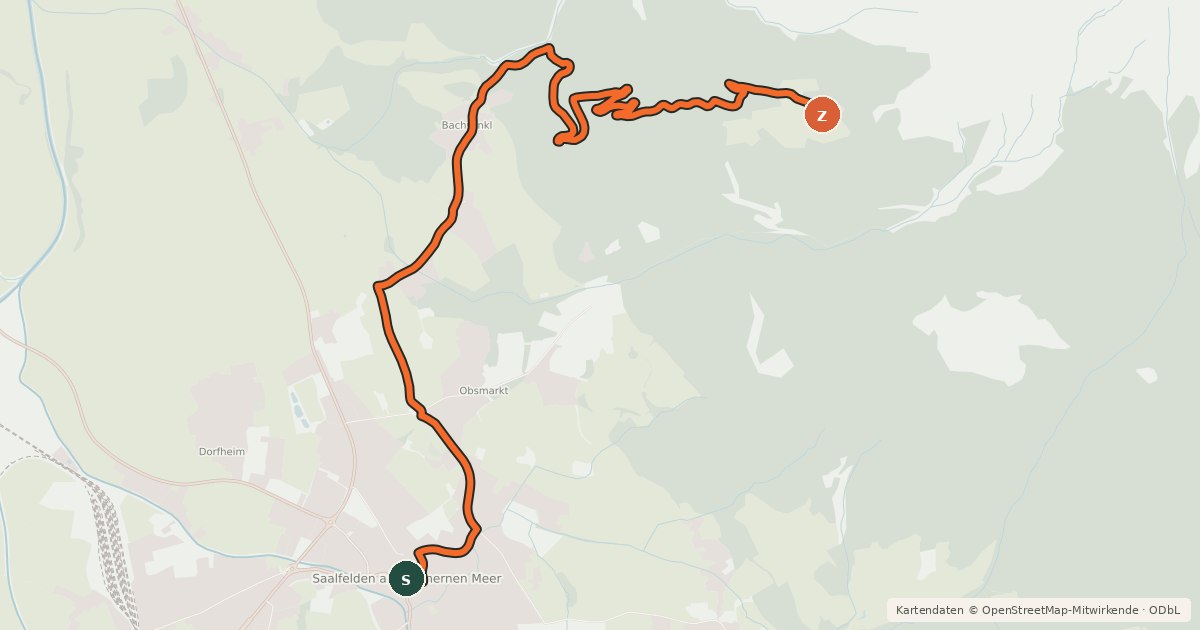 Kartenübersicht der Radroute SA 01 Steinalm-Tour