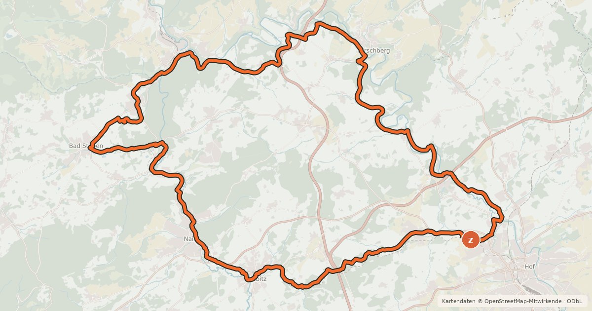 Kartenübersicht der Radroute Saale-Selbitz-Tour (HO 3)