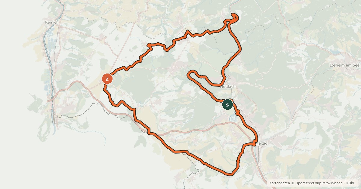 Kartenübersicht der Radroute Saarschleifen-Runde