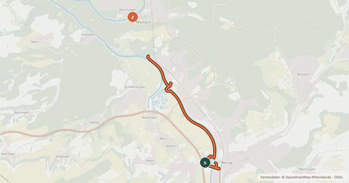 Kartenübersicht der Radroute Saarschleifen-Runde klassik