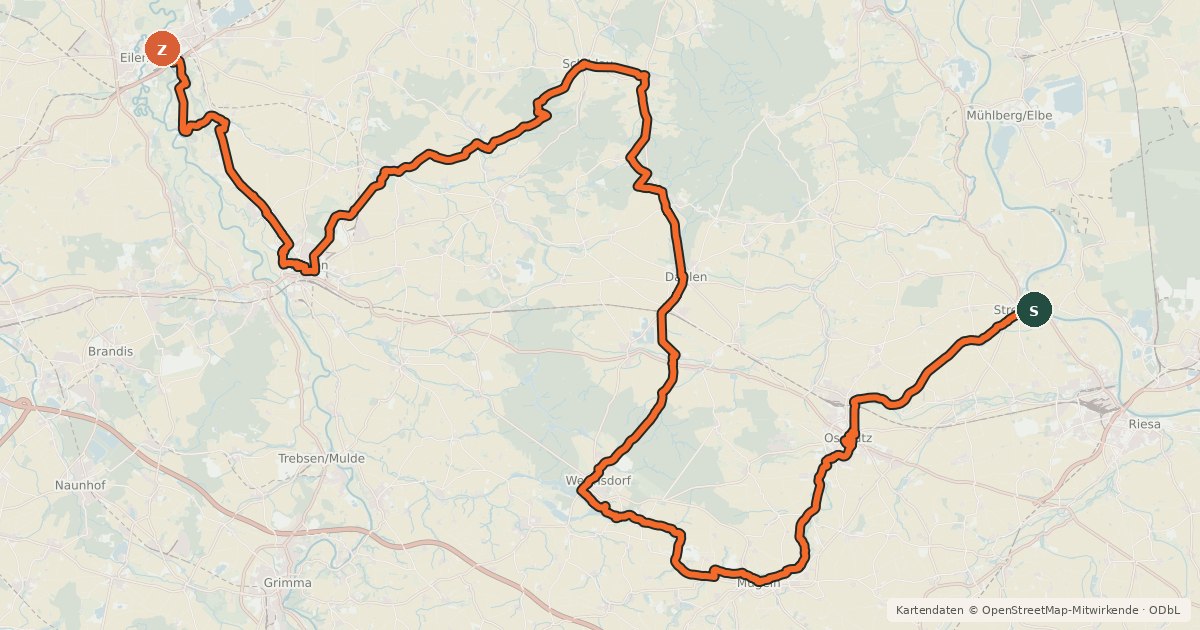 Kartenübersicht der Radroute Sachsen-M [Abschnitt C] Strehla-Eilenburg