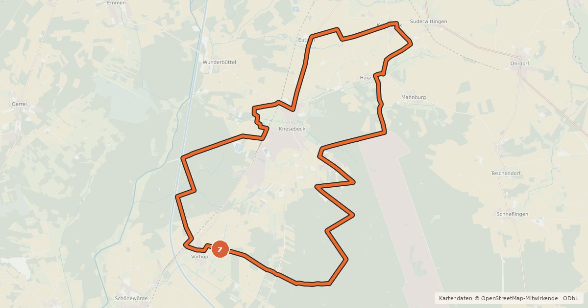 Kartenübersicht der Radroute Sagenhaftes Knesebeck