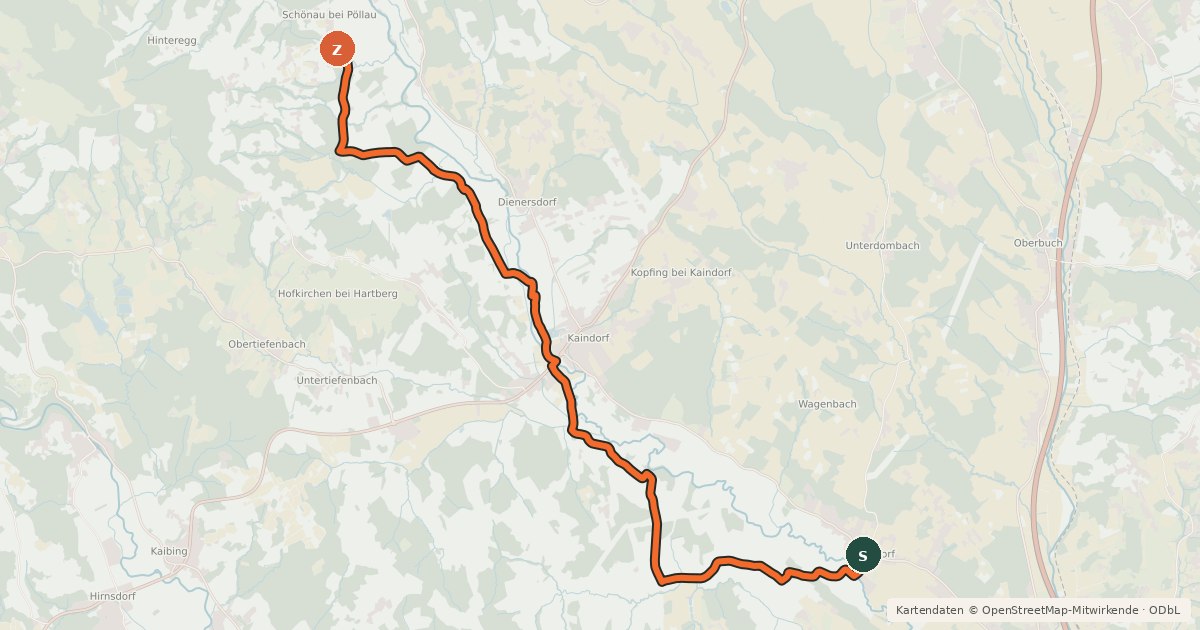 Kartenübersicht der Radroute Saifentalradweg