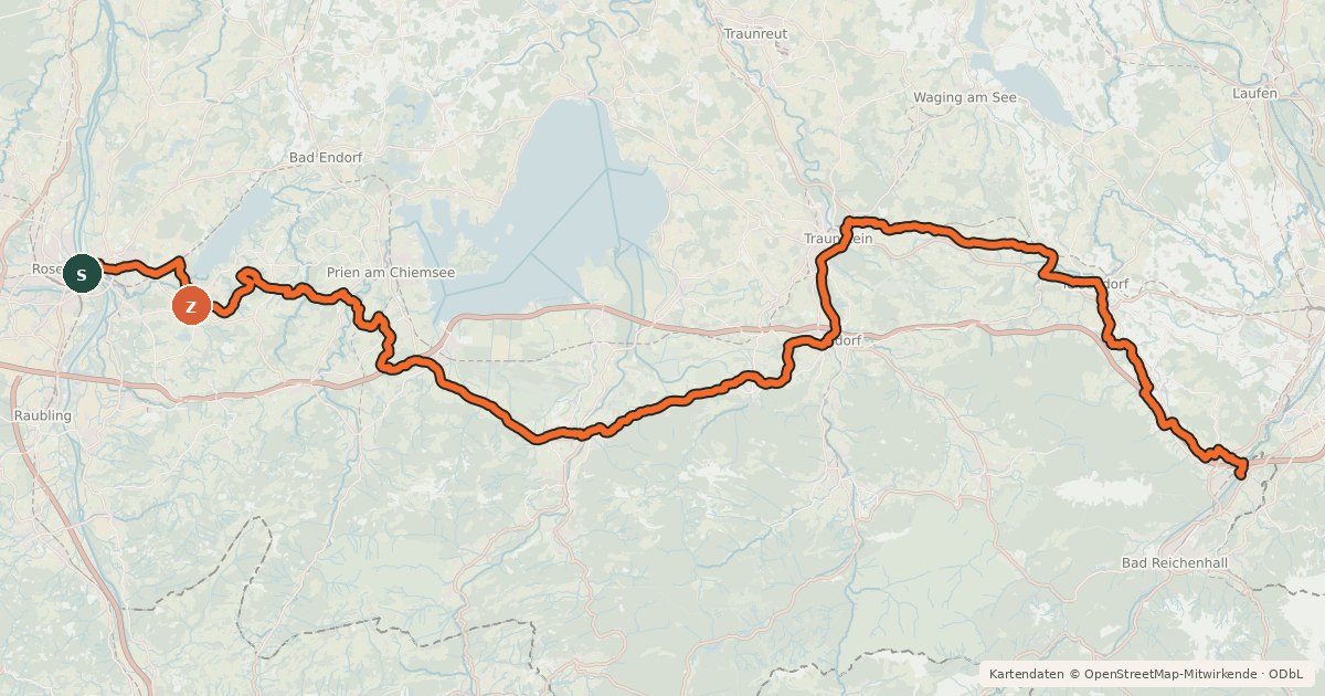 Kartenübersicht der Radroute Salinenradweg