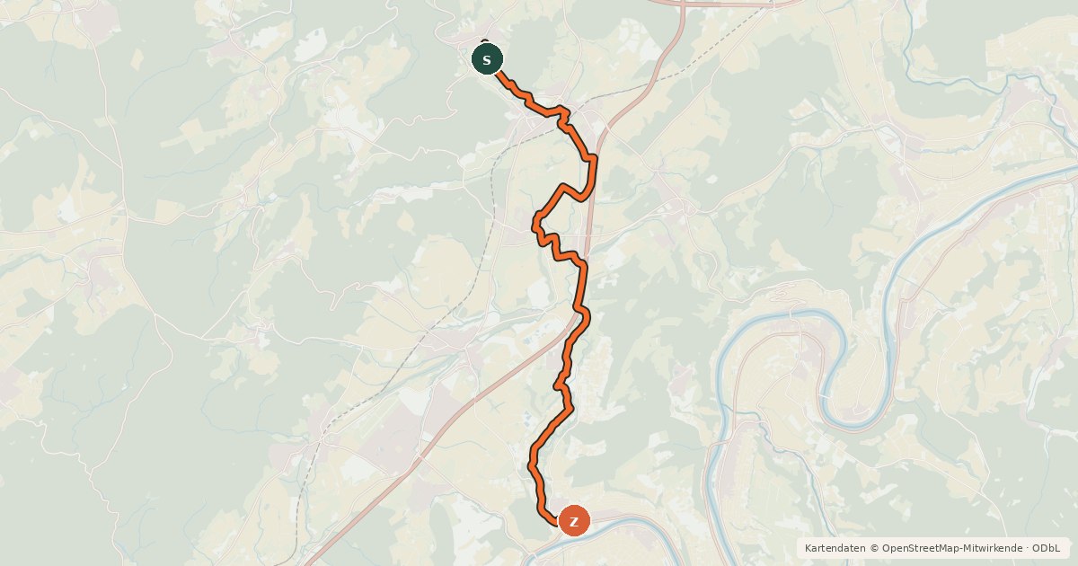 Kartenübersicht der Radroute Salm-Radweg