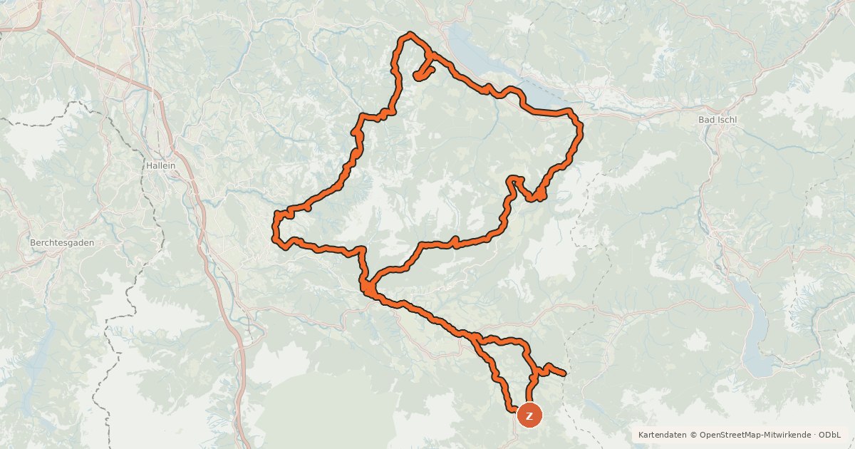 Kartenübersicht der Radroute Salzburger Almentour