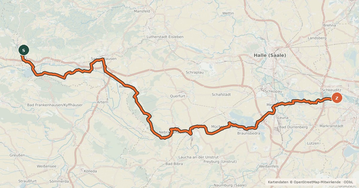 Kartenübersicht der Radroute Salzstraße-Radroute