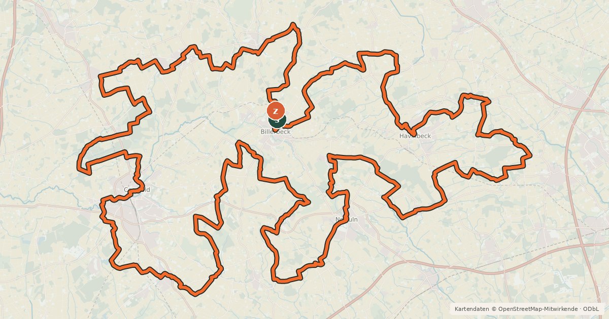 Kartenübersicht der Radroute Sandsteinroute