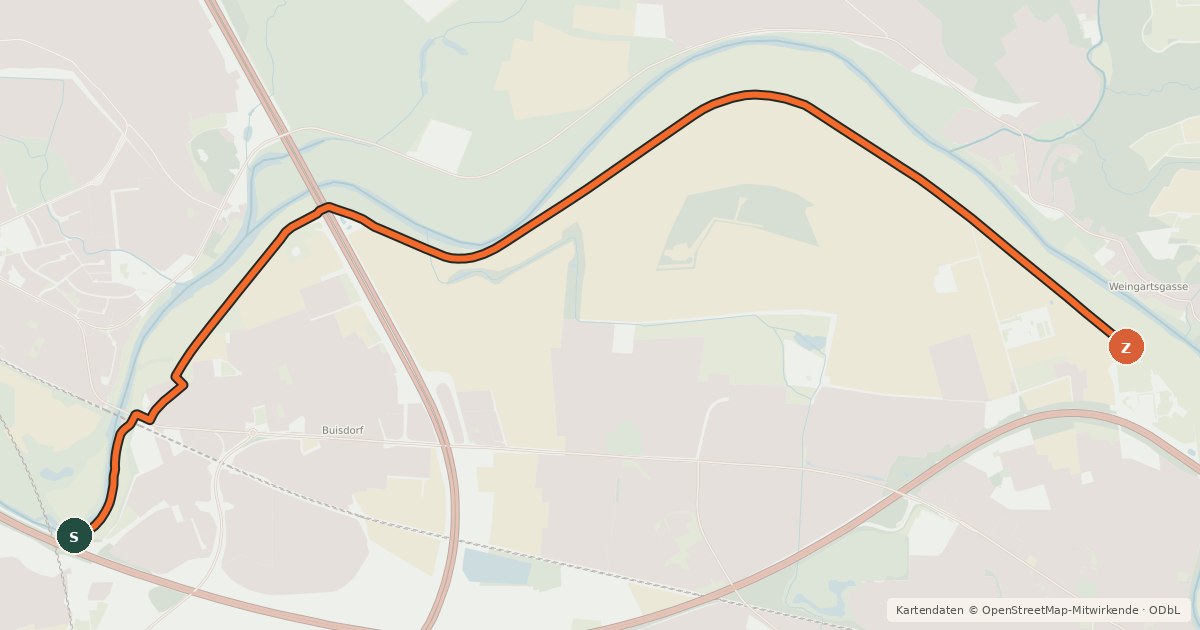 Kartenübersicht der Radroute Sankt Augustin (01) - Hennef (20)