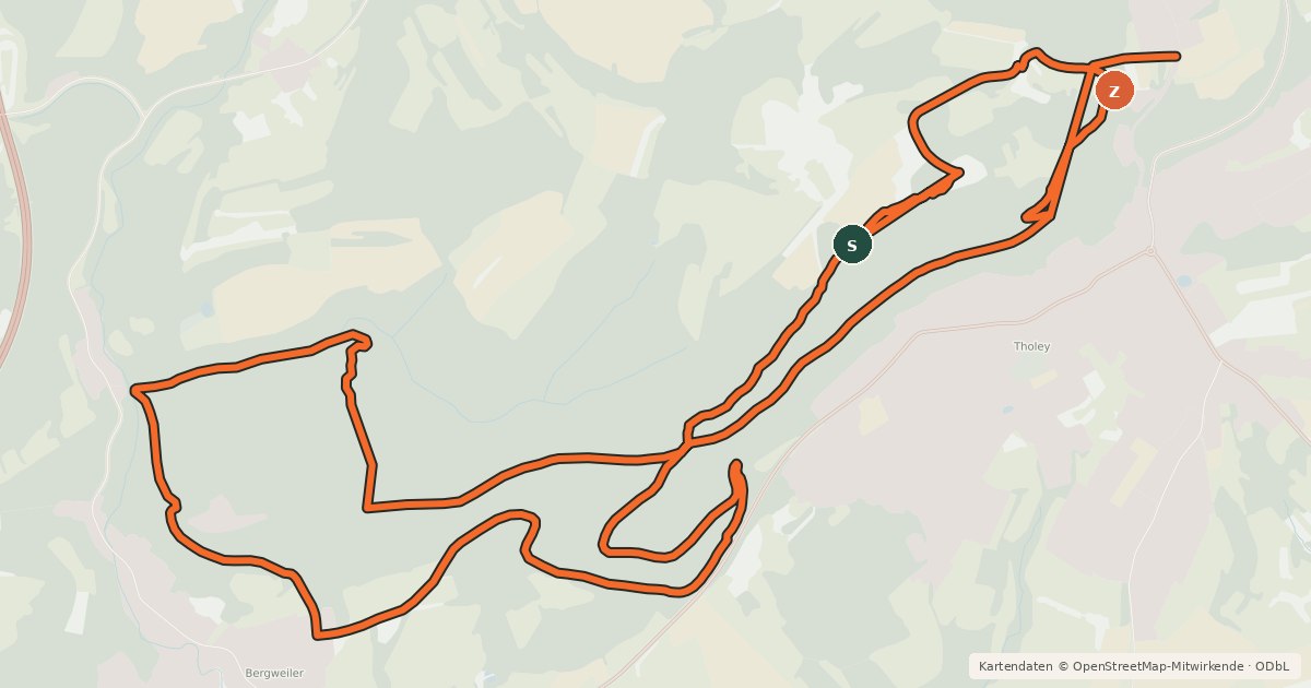 Kartenübersicht der Radroute Sankt Wendeler Land MTB 3 Tour 1