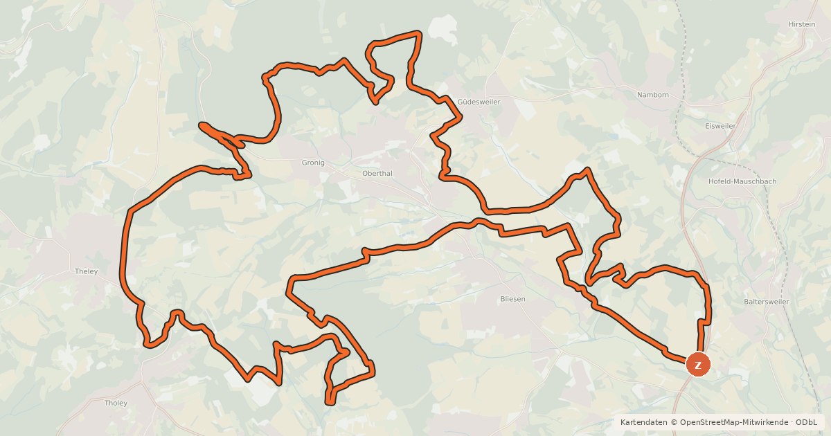 Kartenübersicht der Radroute Sankt Wendeler Land MTB 3 Tour 2