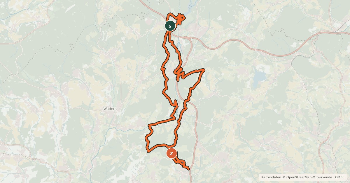 Kartenübersicht der Radroute Sankt Wendeler Land MTB 4