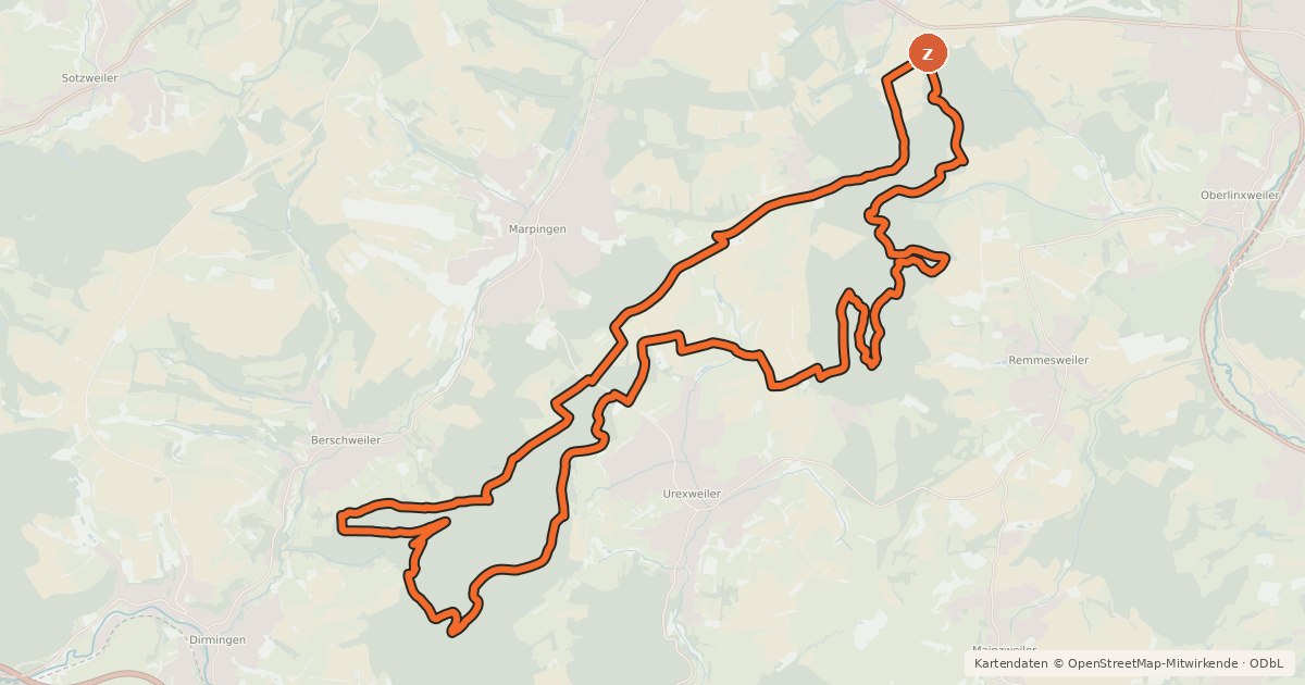 Kartenübersicht der Radroute Sankt Wendeler Land MTB 5
