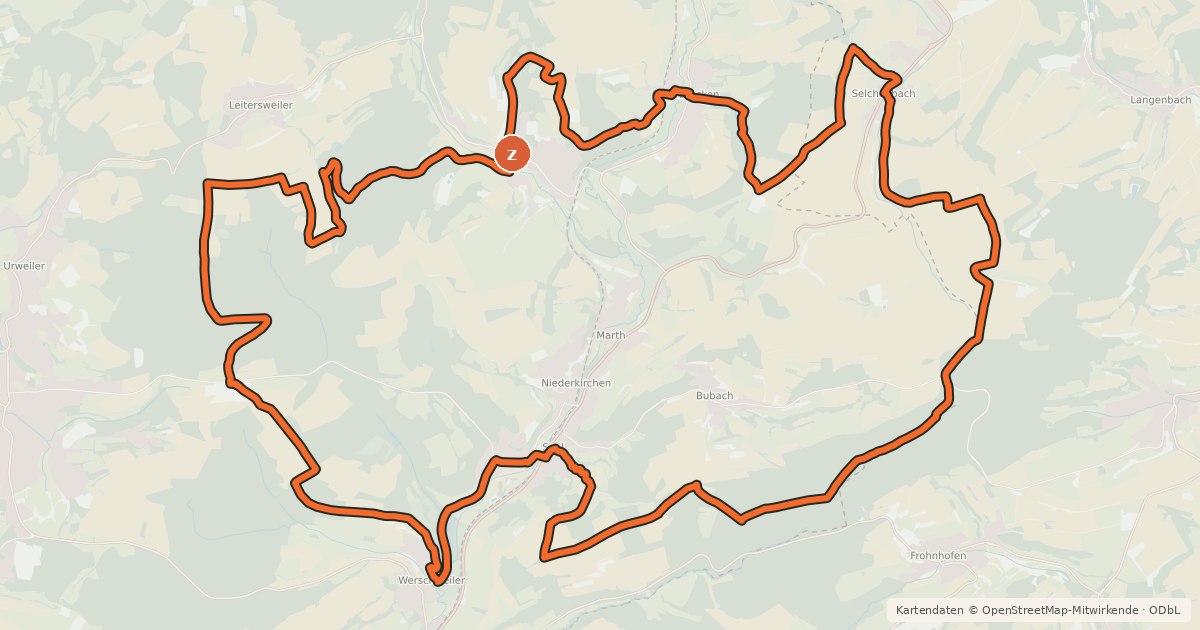 Kartenübersicht der Radroute Sankt Wendeler Land MTB 8