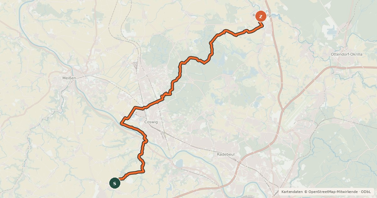 Kartenübersicht der Radroute Saubachtal-Salzstraße-Radroute