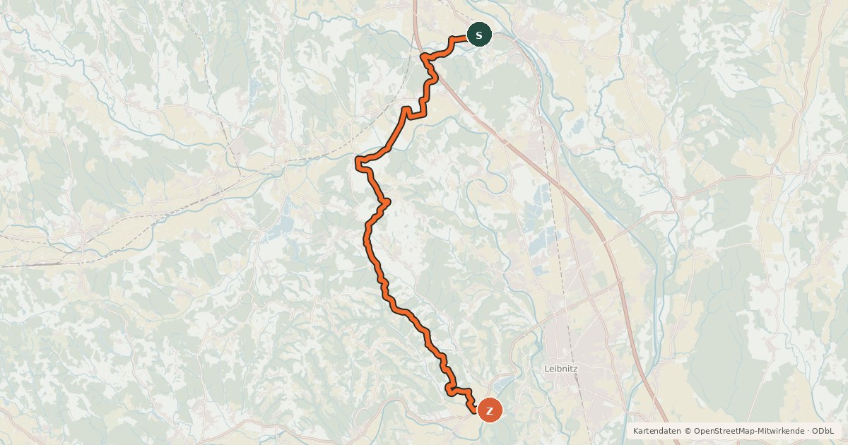 Kartenübersicht der Radroute Sausalerradweg